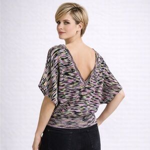 Suoli Womens Space Dye Sweater Sz IT 40 US S Pink Green Gray Cotton Vback Jumper